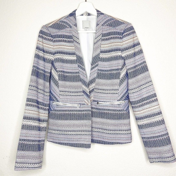Halogen Knit Red White and Blue Zipper Pocket Blazer Sz S - Picture 1 of 7